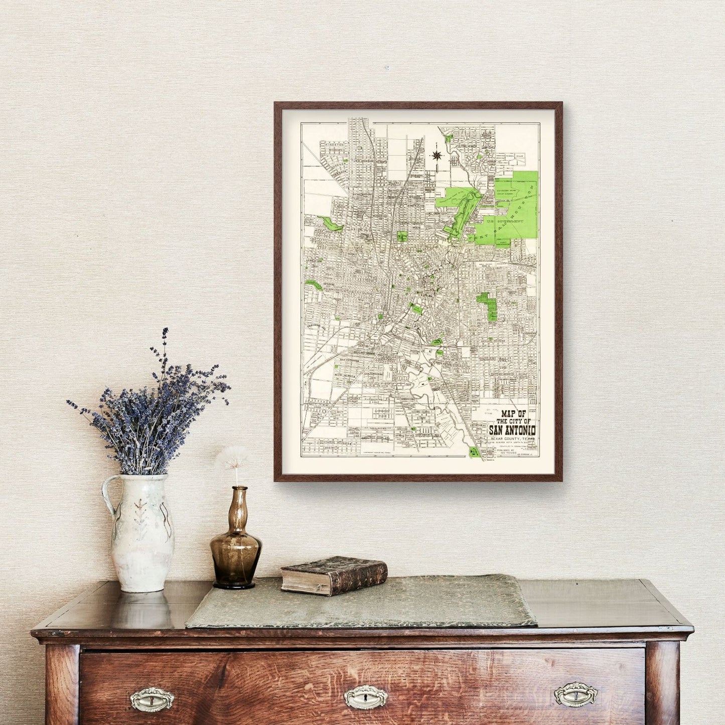Vintage Map of San Antonio, Texas, 1924