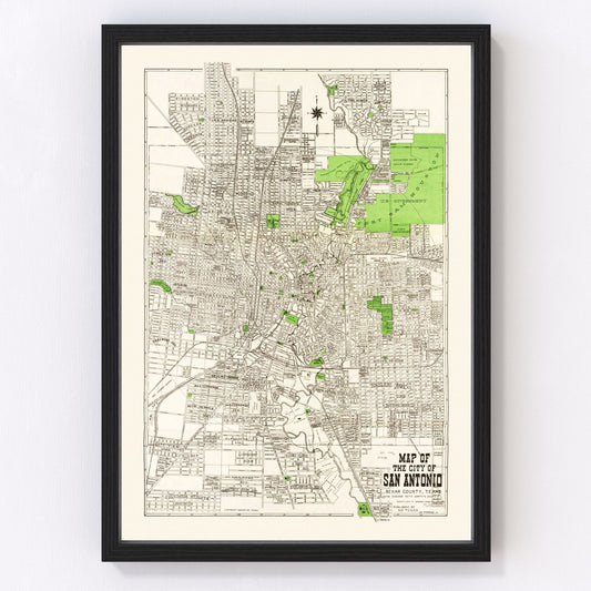 vintage map of San Antonio, Texas, 1924