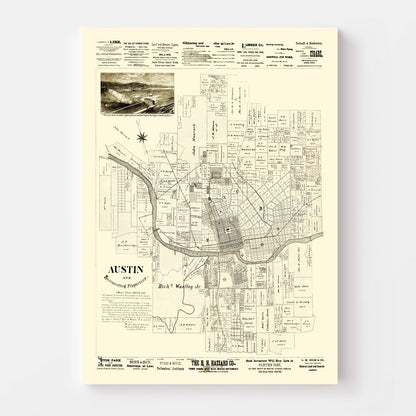 Vintage Map of Austin, Texas, 1891