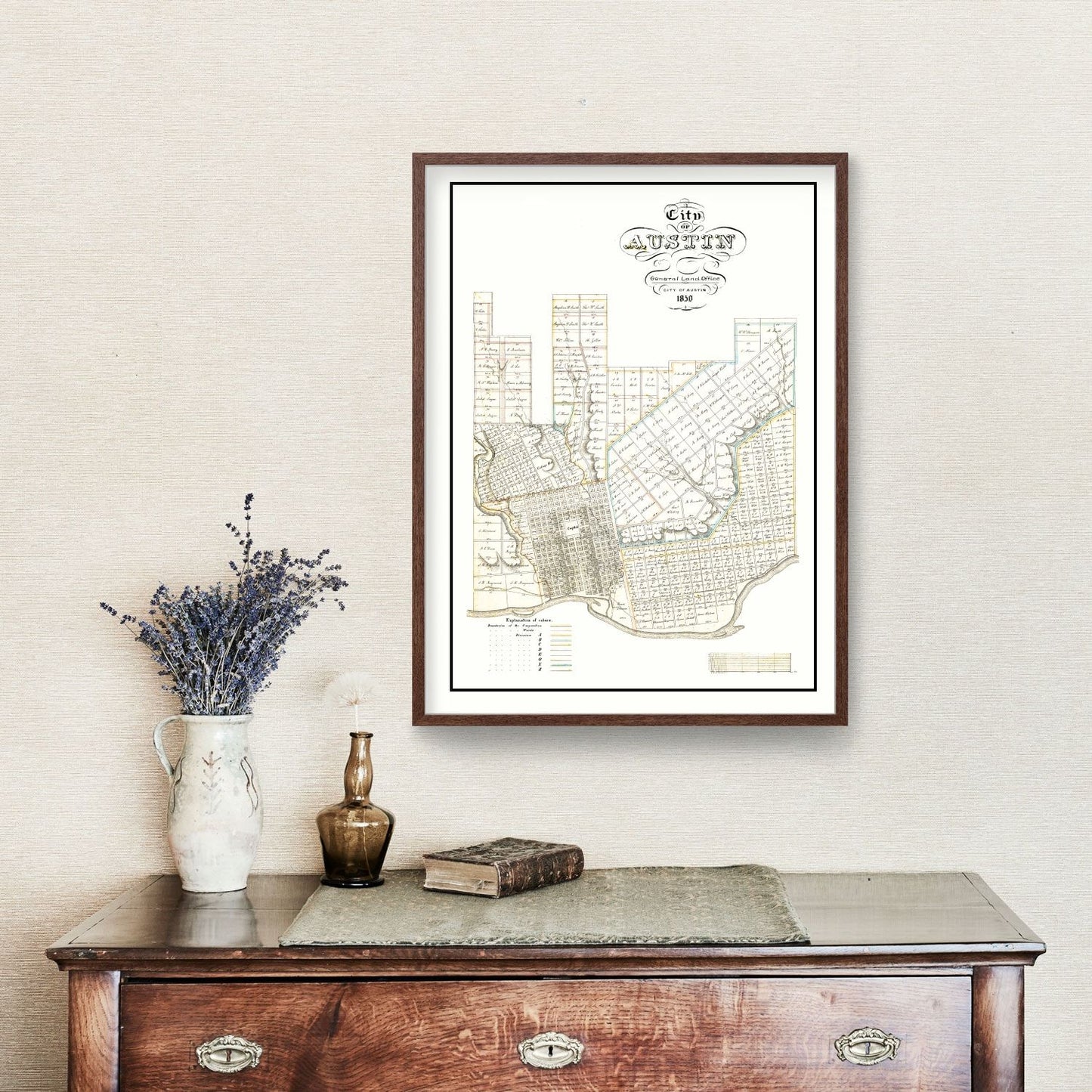 Vintage Map of Austin, Texas, 1850