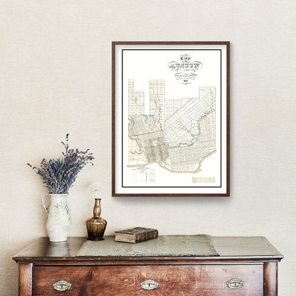 Vintage Map of Austin, Texas, 1850