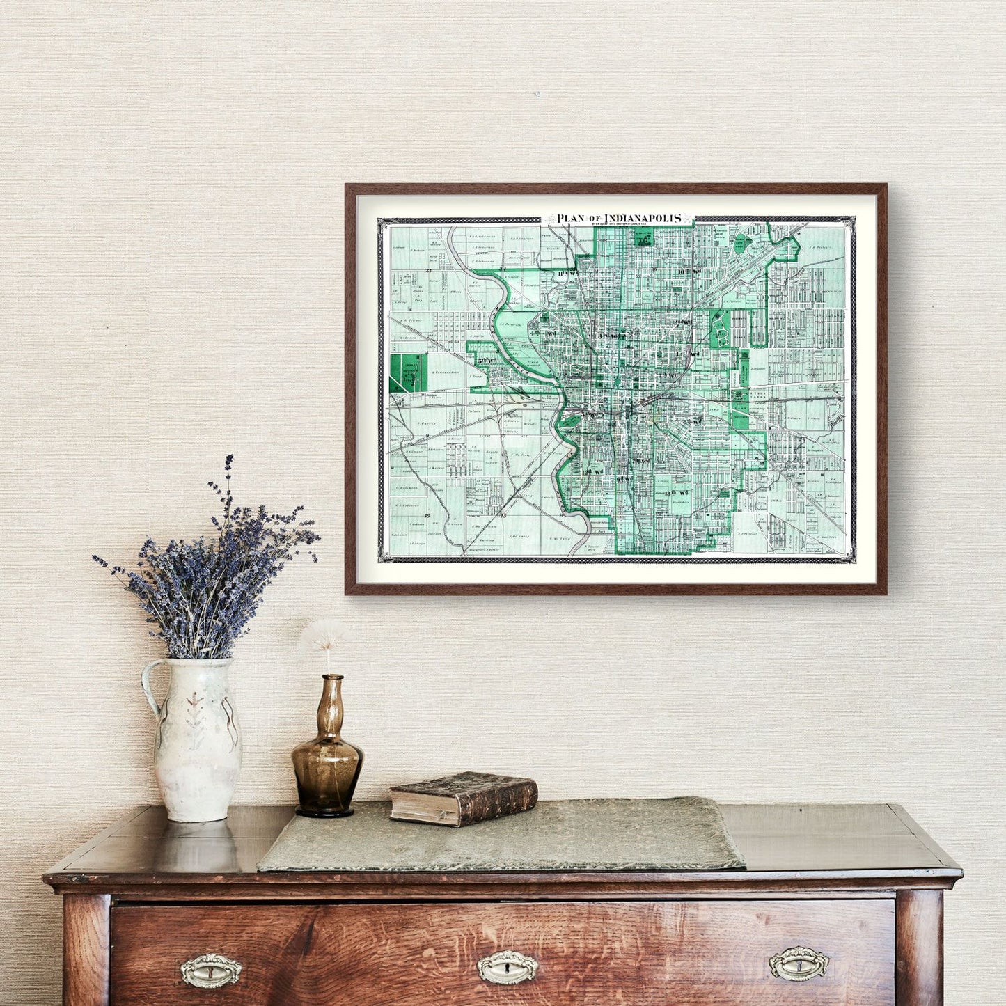 Vintage Map of Indianapolis, Indiana, 1876 (II)