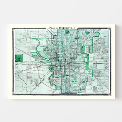 Vintage Map of Indianapolis, Indiana, 1876 (II)