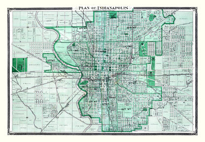 Vintage Map of Indianapolis, Indiana, 1876 (II)