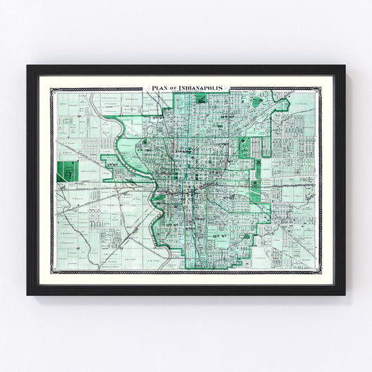 vintage map of Indianapolis, Indiana, 1876