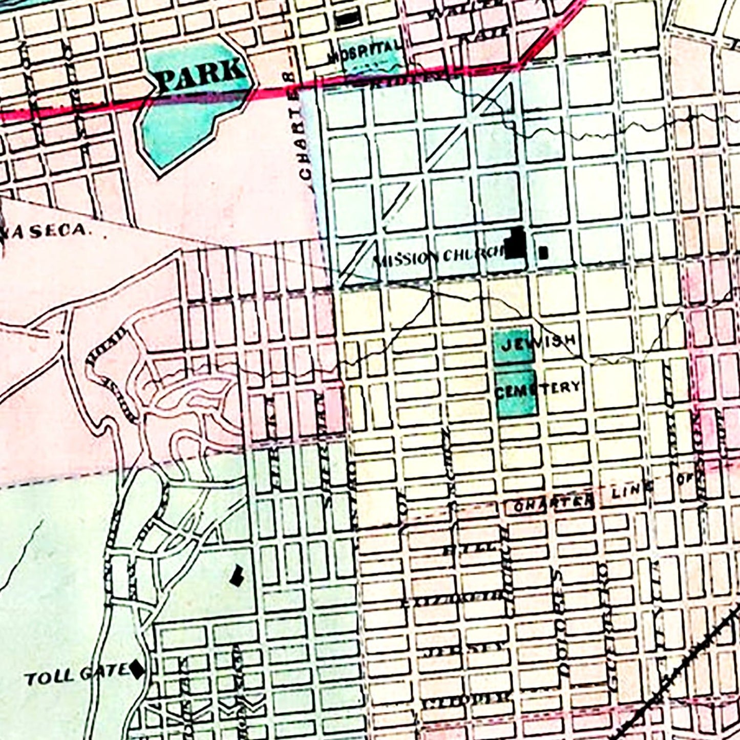 Vintage Map of San Francisco, California, 1876
