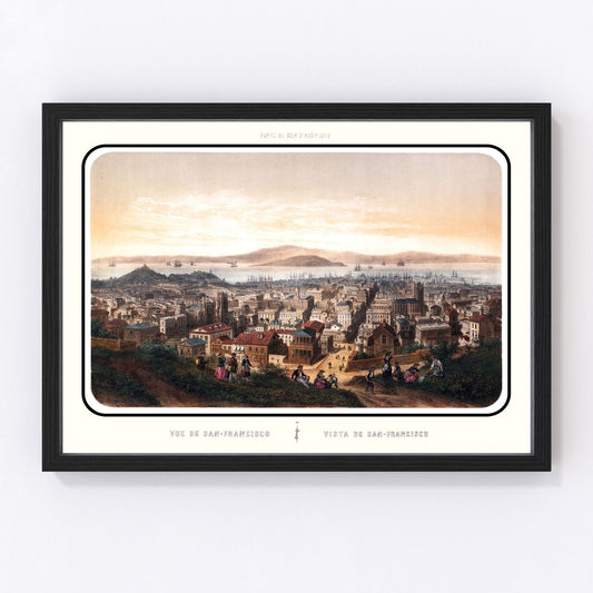 vintage map of San Francisco, California, 1860