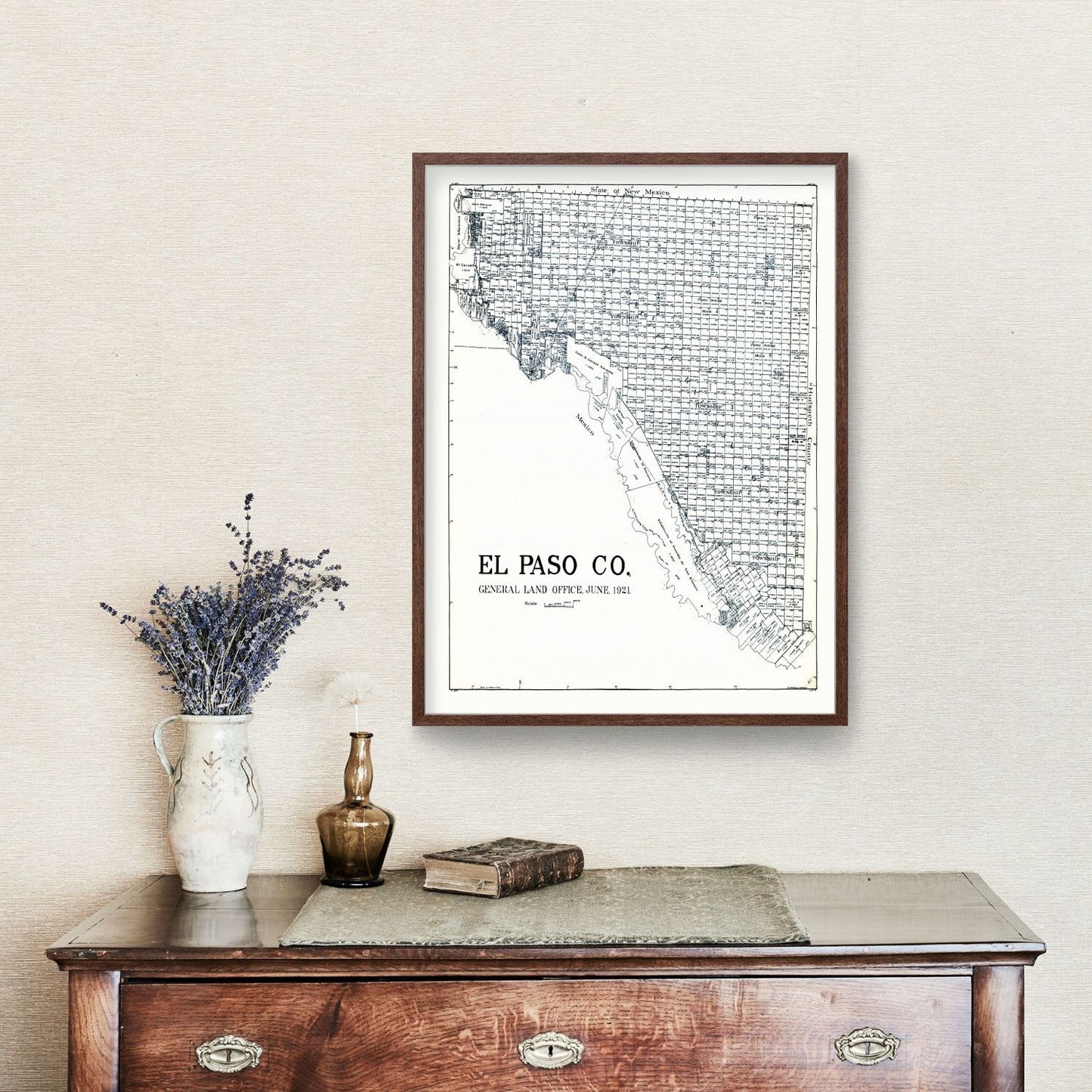 Vintage Map of El Paso County, Texas, 1921 (Horizon City)