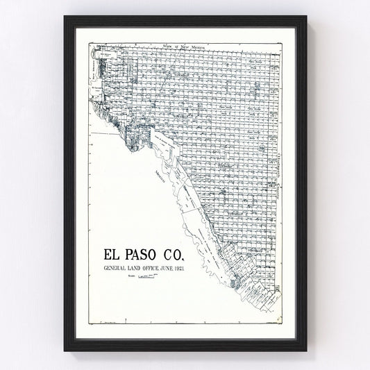 Vintage map of El Paso County, Texas, 1921, Horizon City