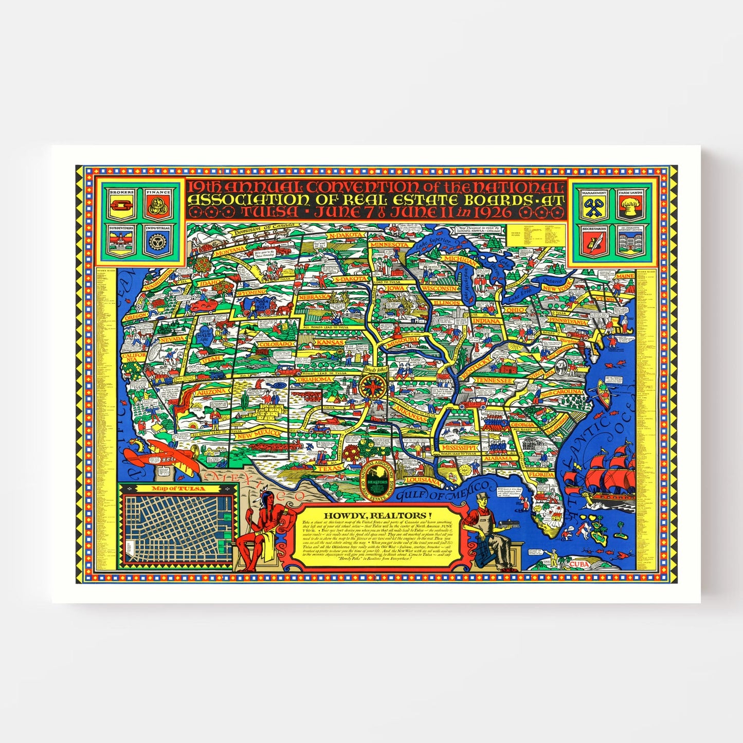 National Association of Real Estate Boards US Map, 1926