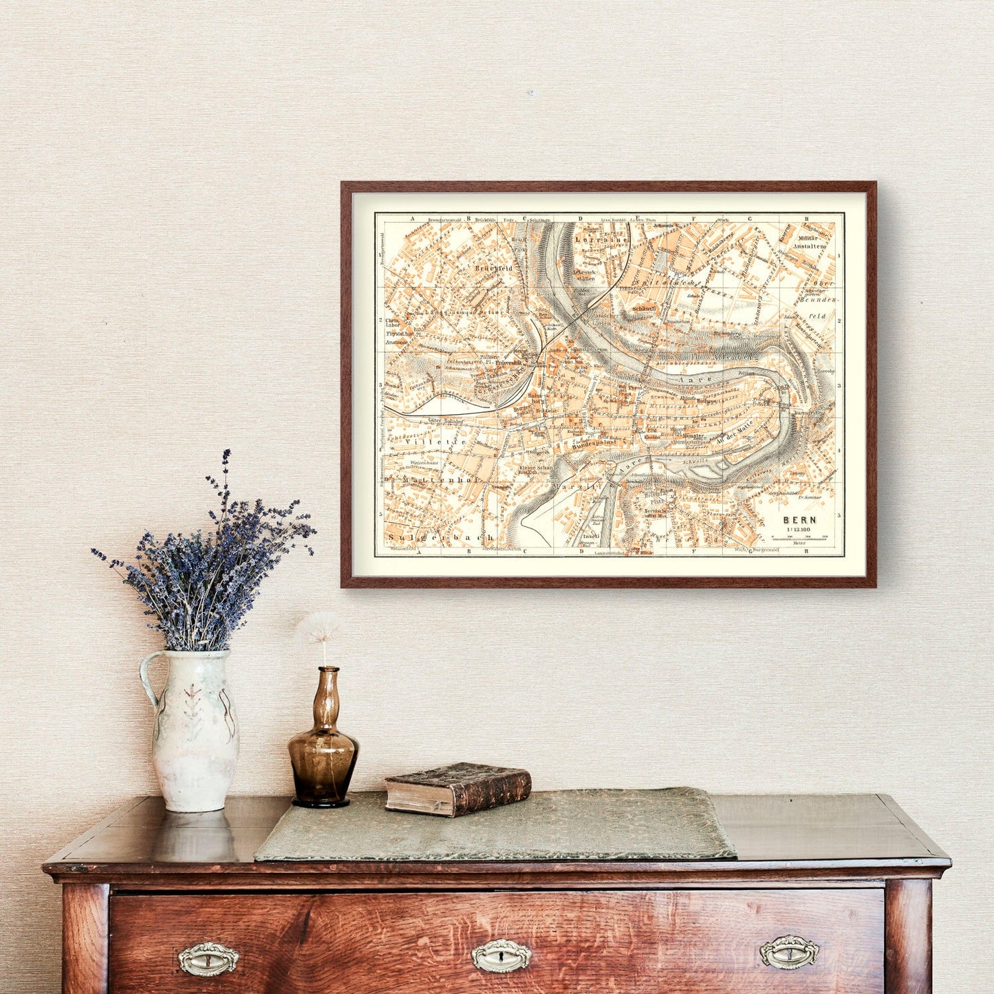 Vintage Map of Bern, Switzerland, 1927