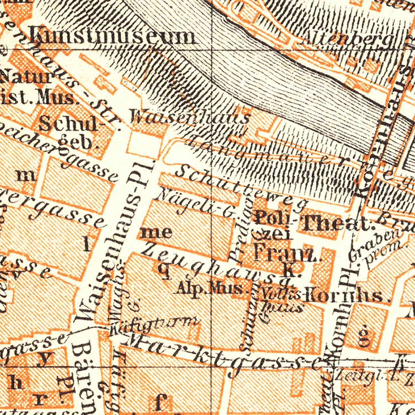 Vintage Map of Bern, Switzerland, 1927