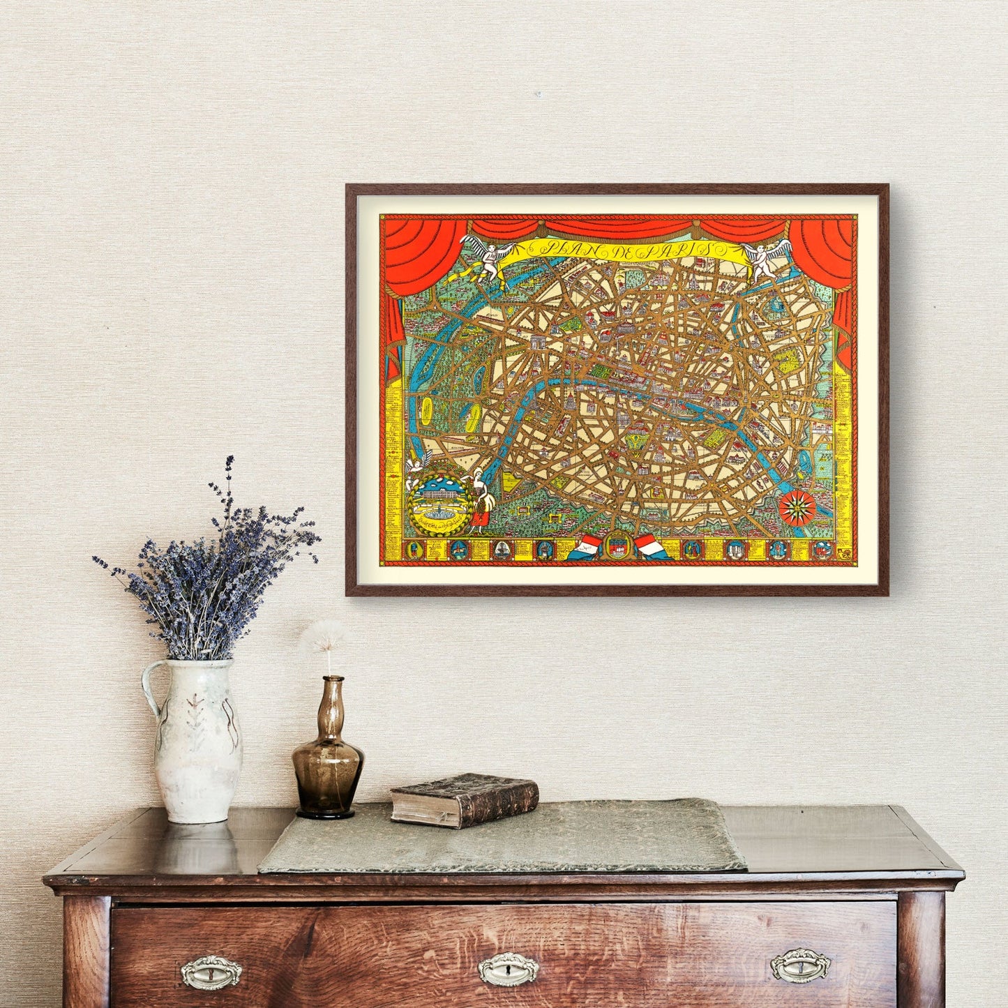 Vintage Map of Paris, France, 1927