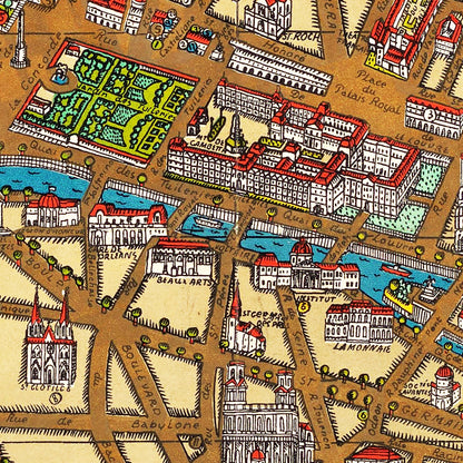 Vintage Map of Paris, France, 1927
