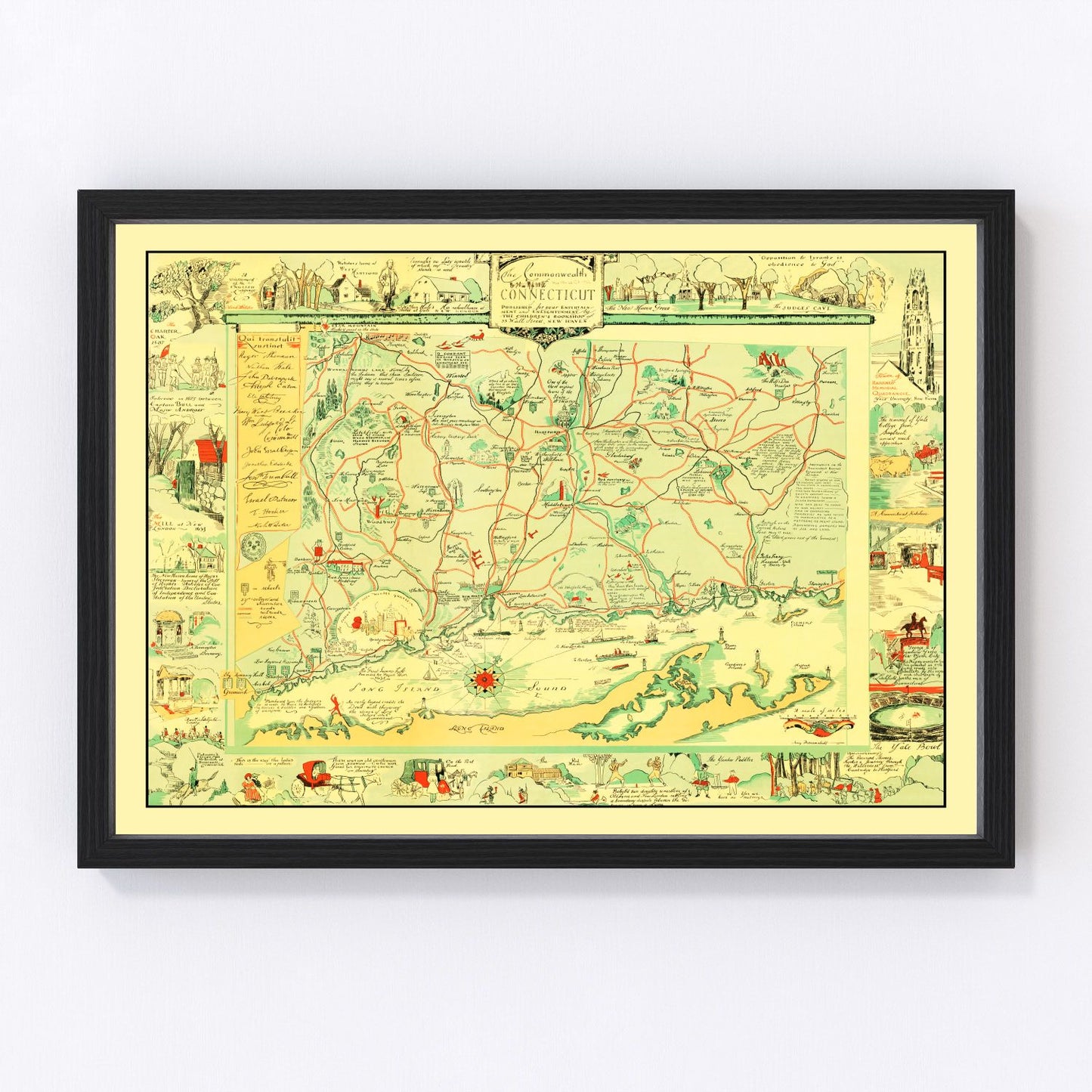 Vintage map of Connecticut, 1926