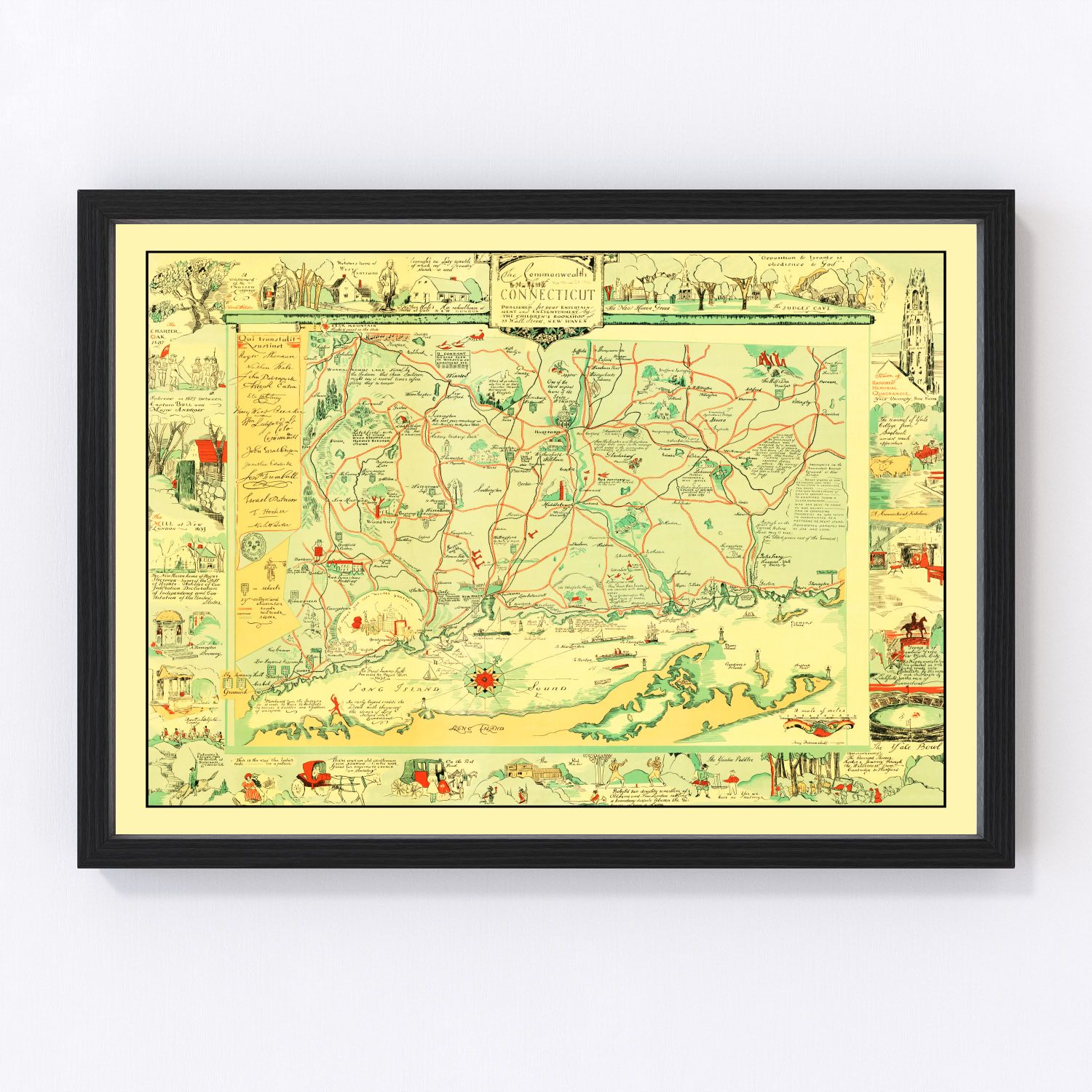 Vintage map of Connecticut, 1926