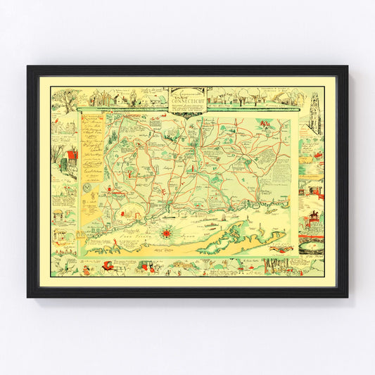 Vintage map of Connecticut, 1926