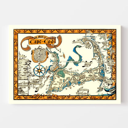 Vintage Map of Cape Cod, Massachusetts, 1926