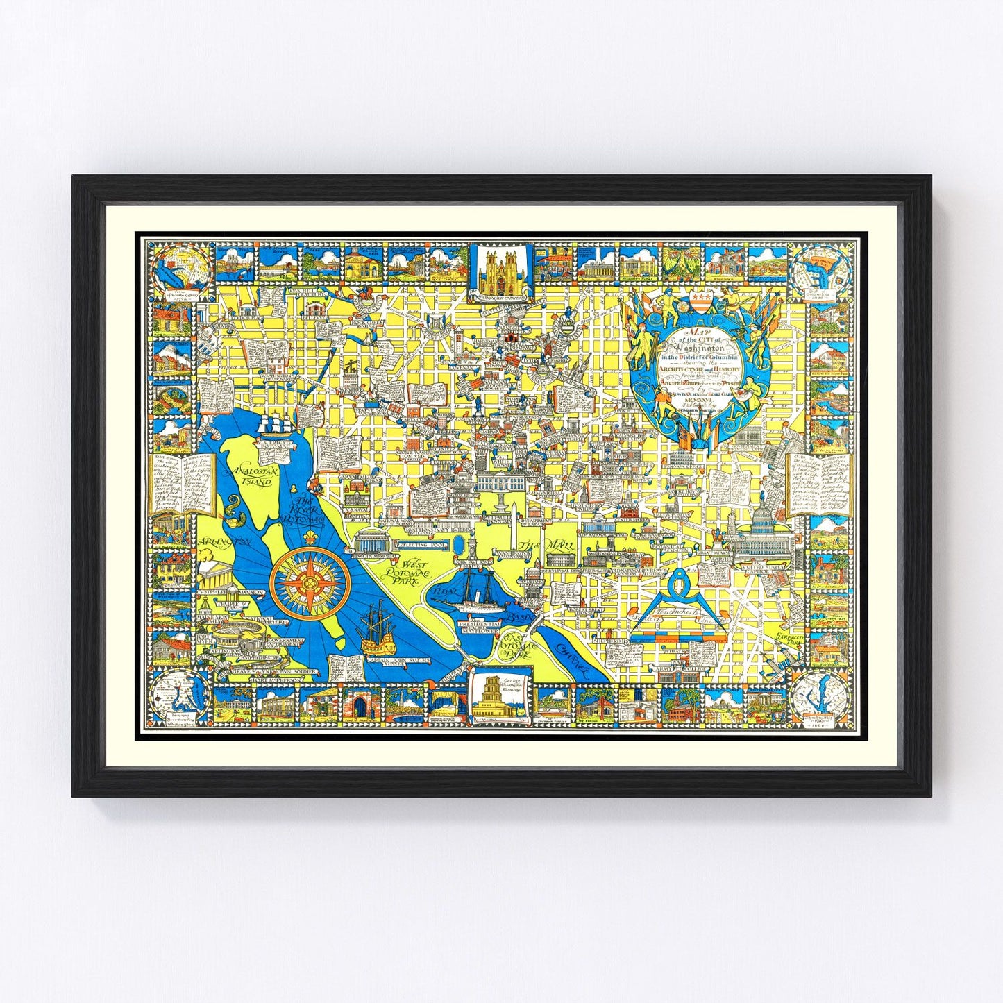 Vintage map of Washington, DC, 1926, Roaring Twenties capital, digitally restored