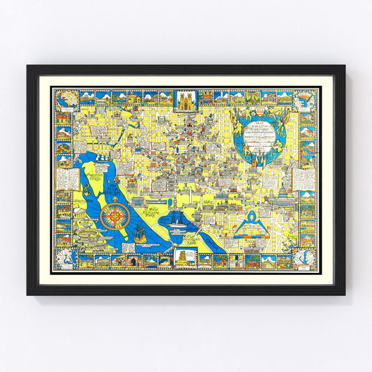 Vintage map of Washington, DC, 1926, Roaring Twenties capital, digitally restored