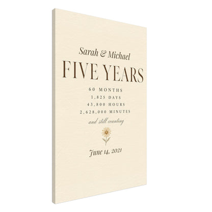 Personalized 5 Year Anniversary Canvas - 60x90 cm / 24x36″ / Canvas - Sparkycare