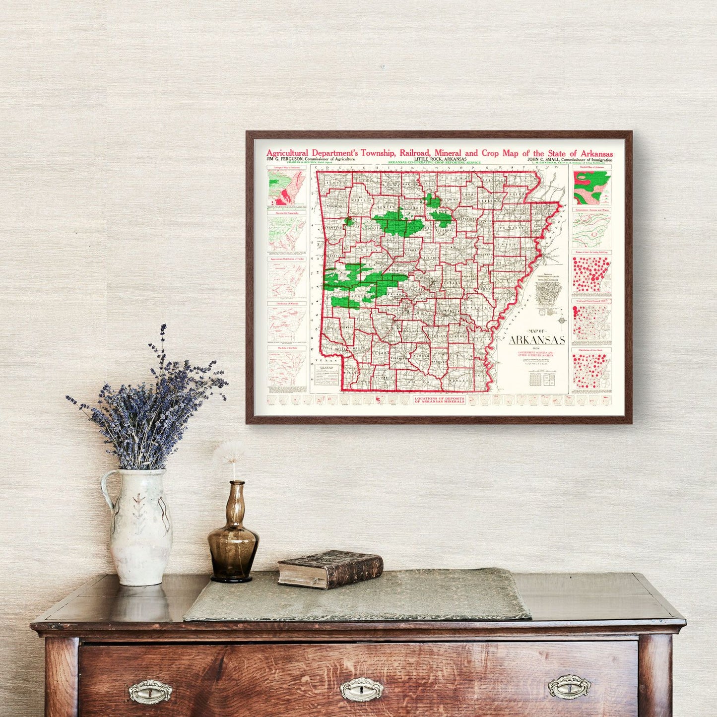 Vintage Map of Arkansas, 1919