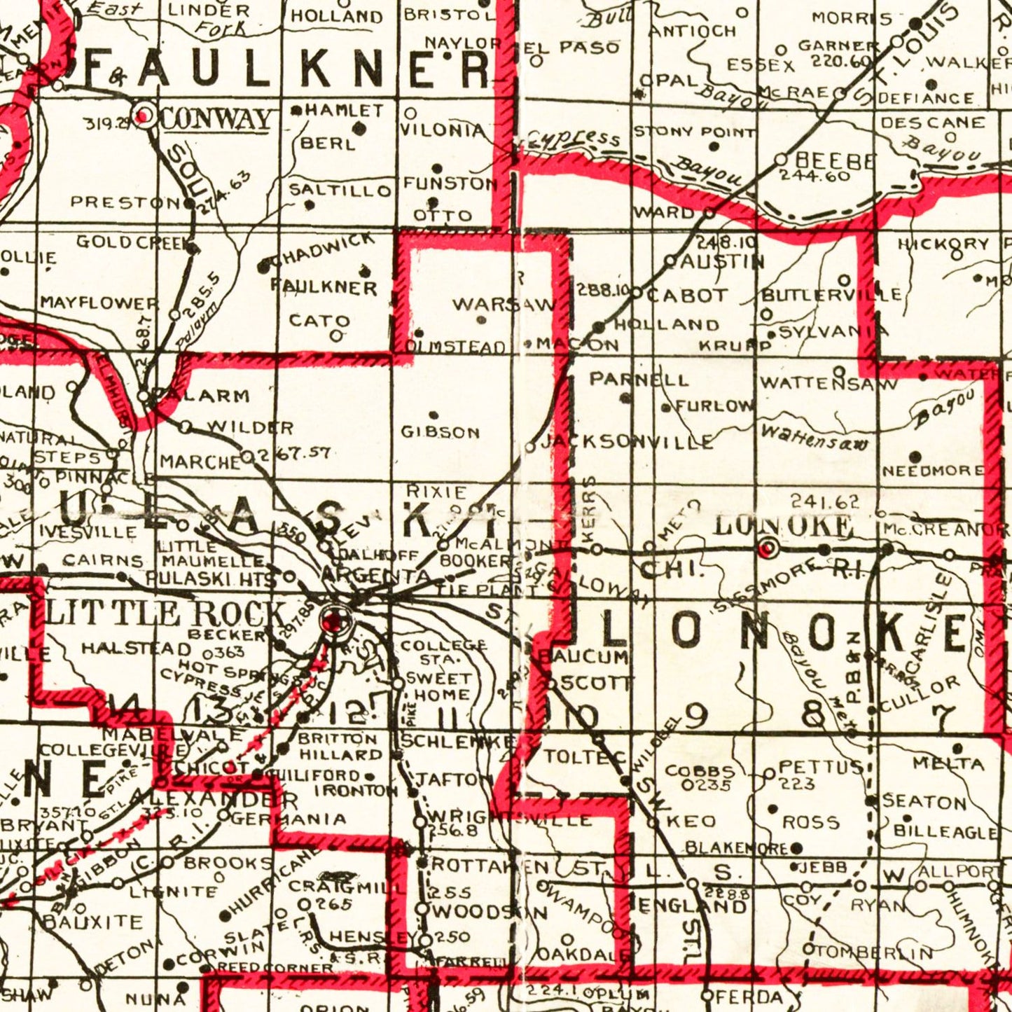 Vintage Map of Arkansas, 1919