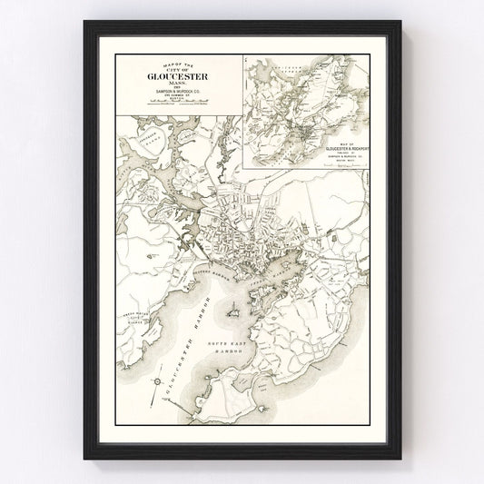Vintage map of Gloucester, Massachusetts, 1919