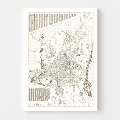 Vintage Map of Worcester, Massachusetts, 1919