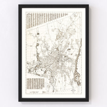 Vintage map of Worcester, Massachusetts, 1919, digitally restored