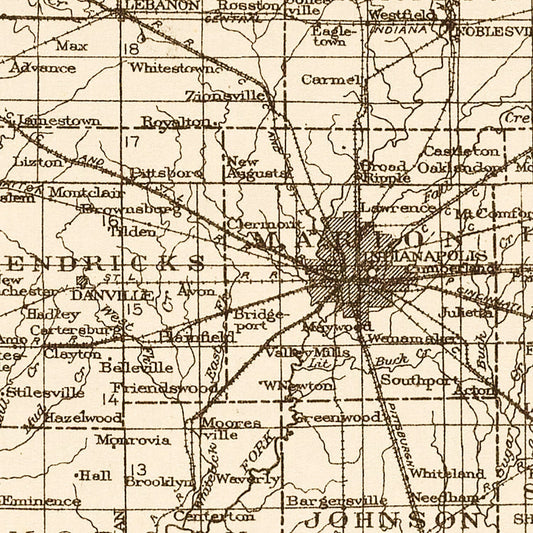 Vintage Map of Indiana Coal Fields, 1919