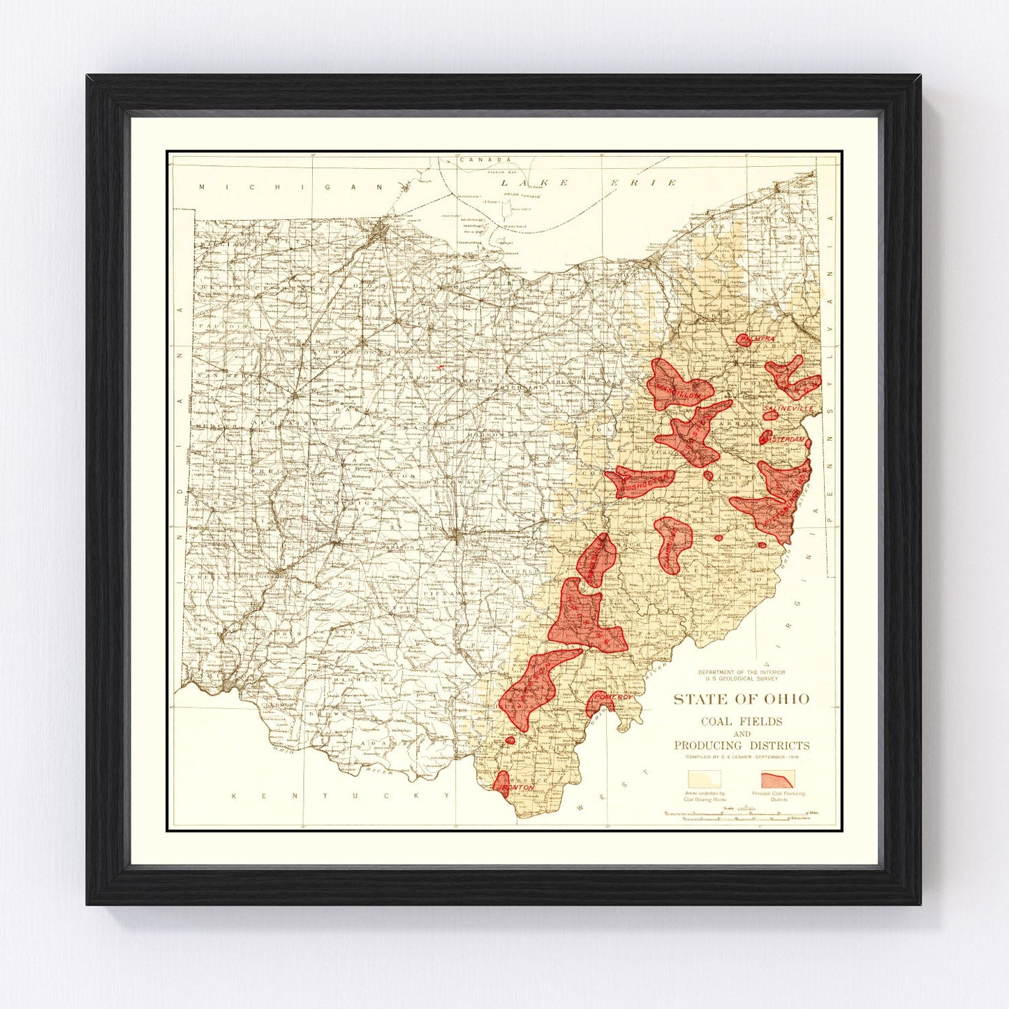 vintage map of the Tennessee coal fields, 1919