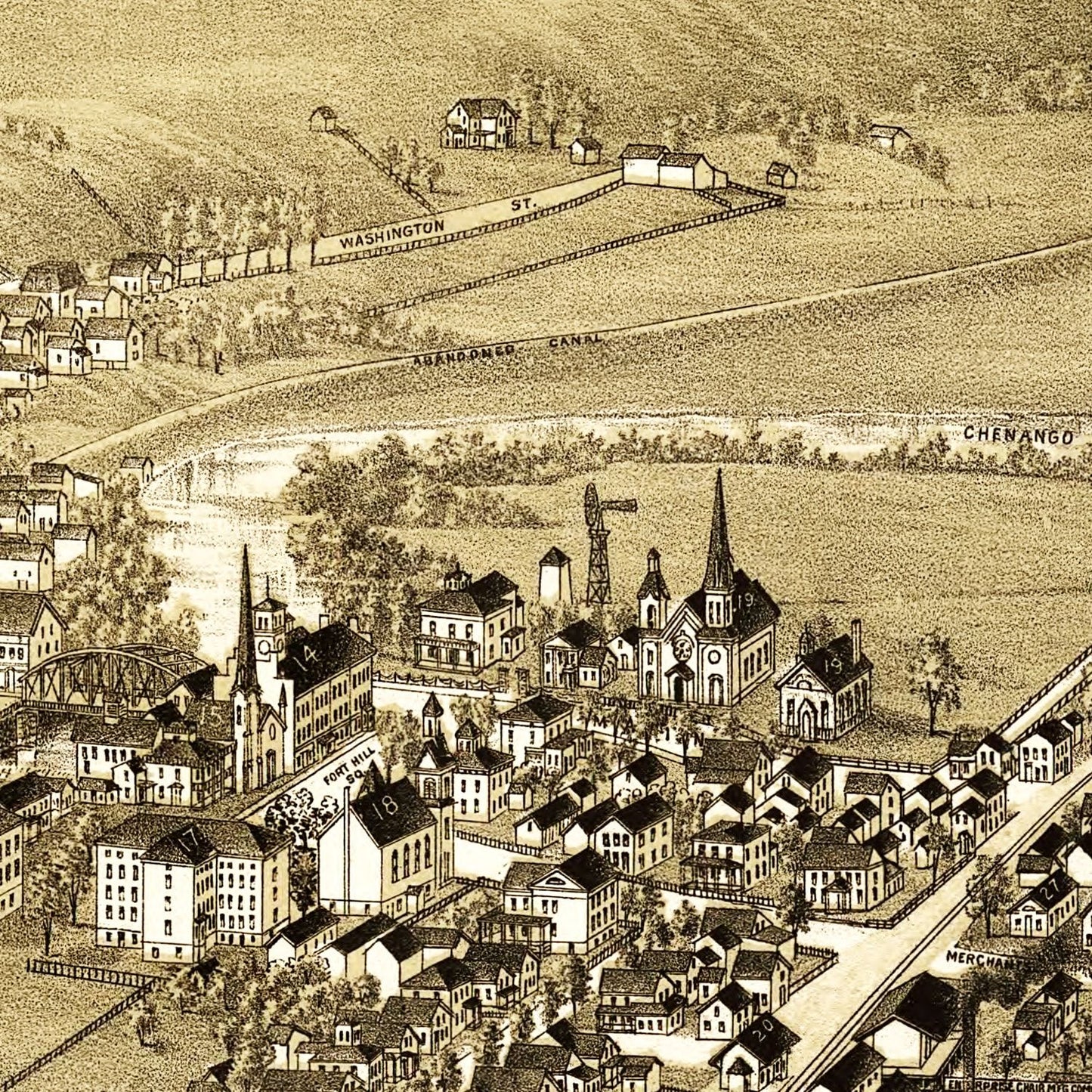 Vintage Map of Oxford, New York, 1888