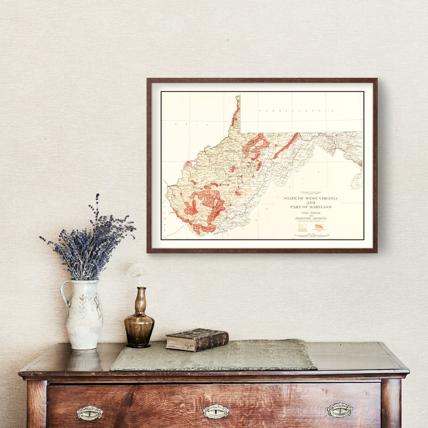 Vintage Map of West Virginia Coal Fields 1919