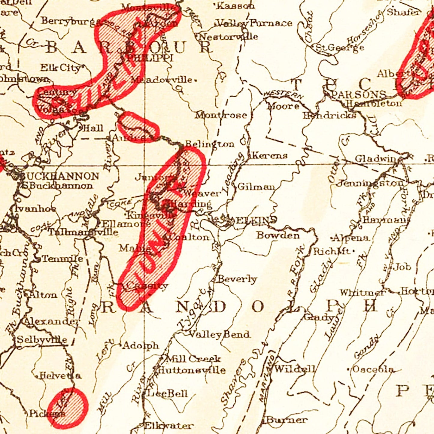 Vintage Map of West Virginia Coal Fields 1919