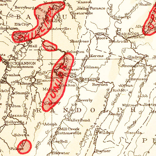 Vintage Map of West Virginia Coal Fields 1919