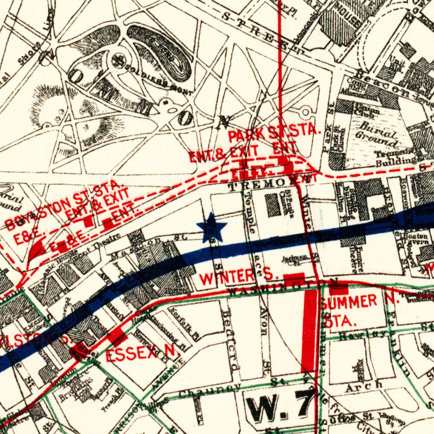 Vintage Map of Boston, Massachusetts 1914 Wall Art