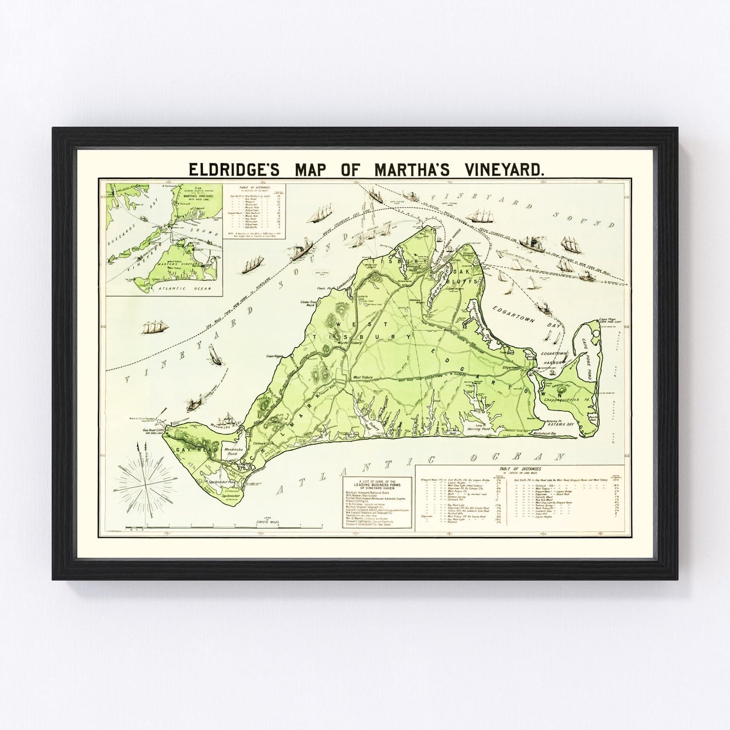 Vintage map of Martha's Vineyard, Massachusetts, 1913