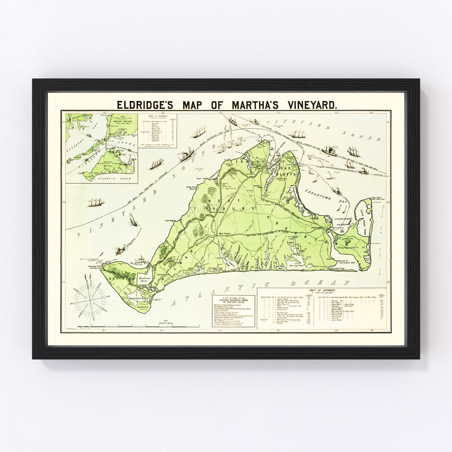 Vintage map of Martha's Vineyard, Massachusetts, 1913
