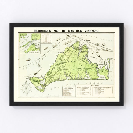 Vintage map of Martha's Vineyard, Massachusetts, 1913