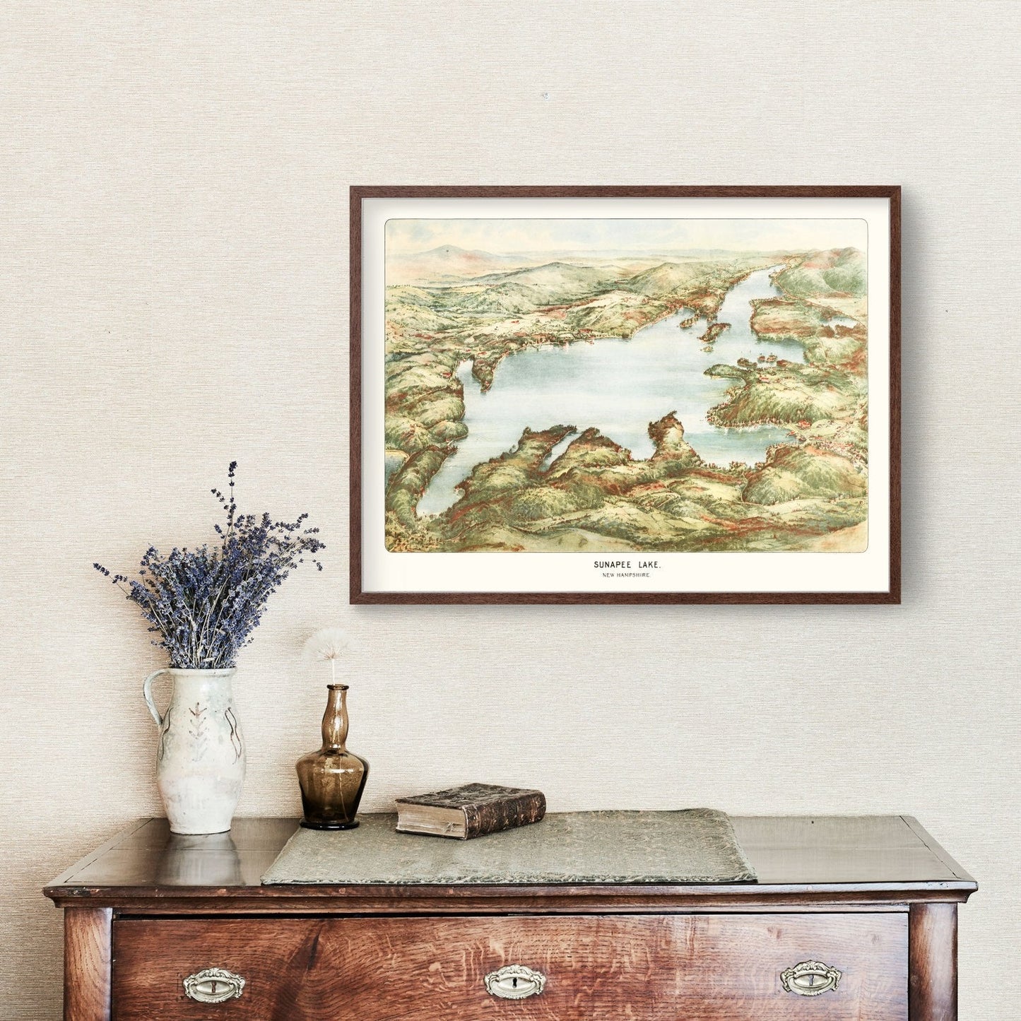 Vintage Map of Sunapee Lake, New Hampshire, 1905