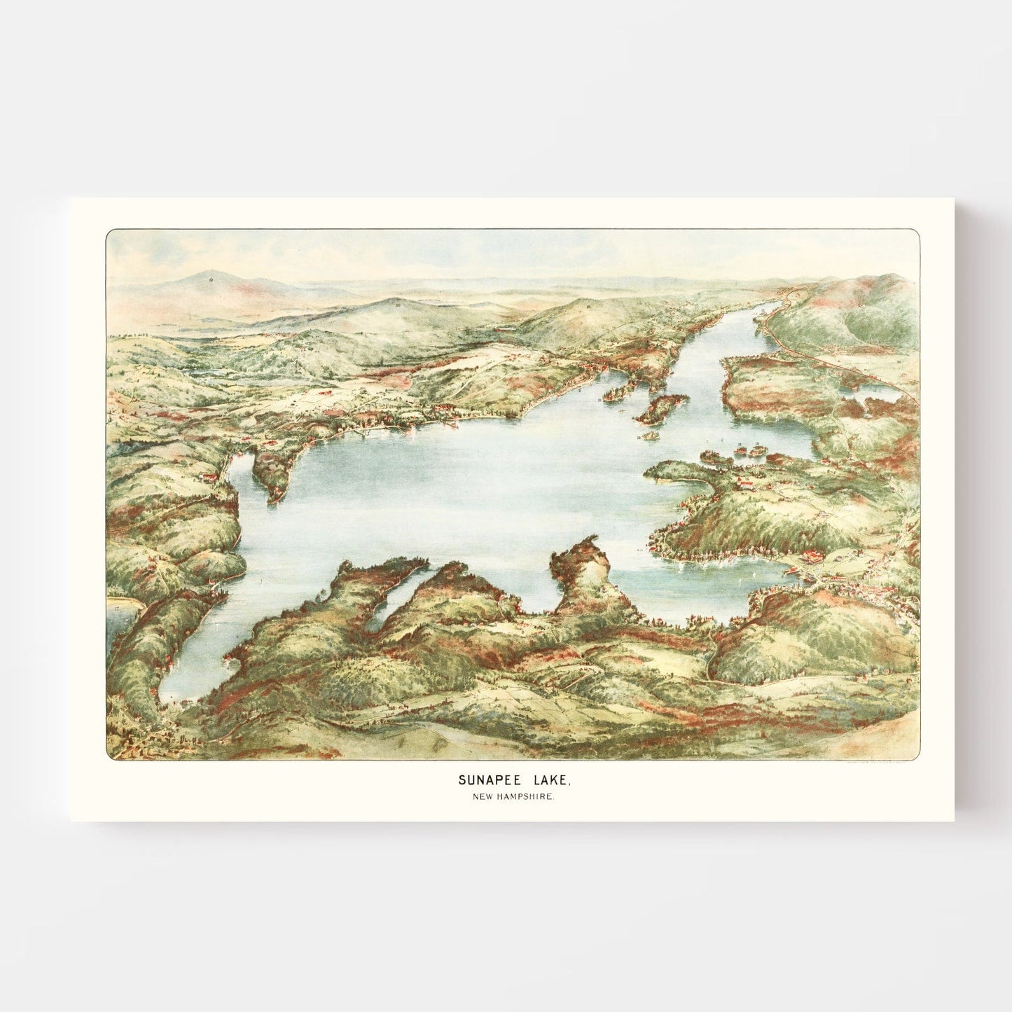Vintage Map of Sunapee Lake, New Hampshire, 1905