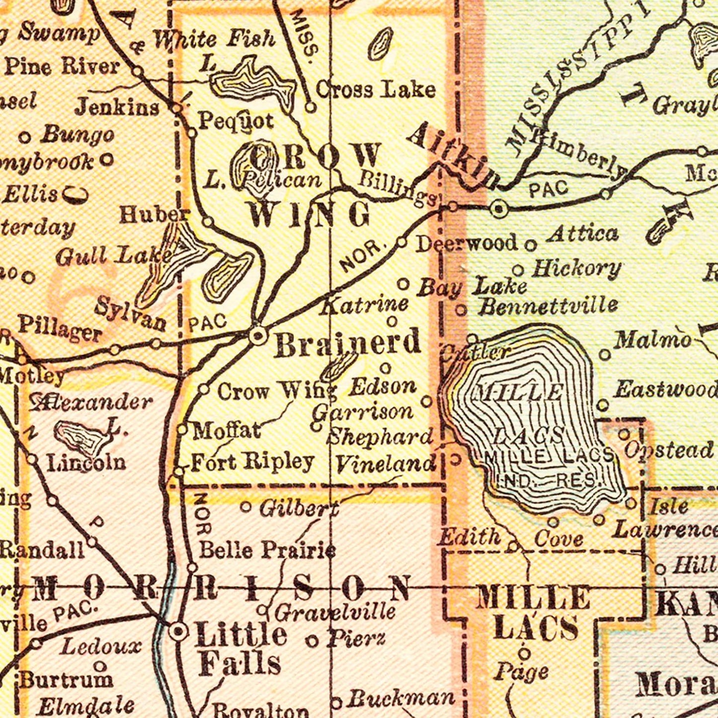 Vintage Map of Minnesota, 1904
