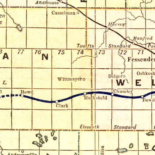 Vintage Map of North Dakota, 1901