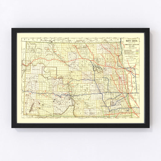 vintage map of North Dakota, 1901