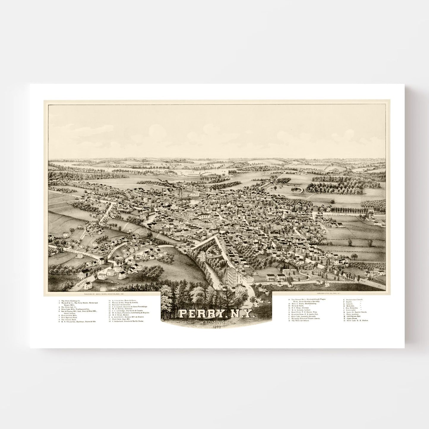Vintage Map of Perry, New York, 1892