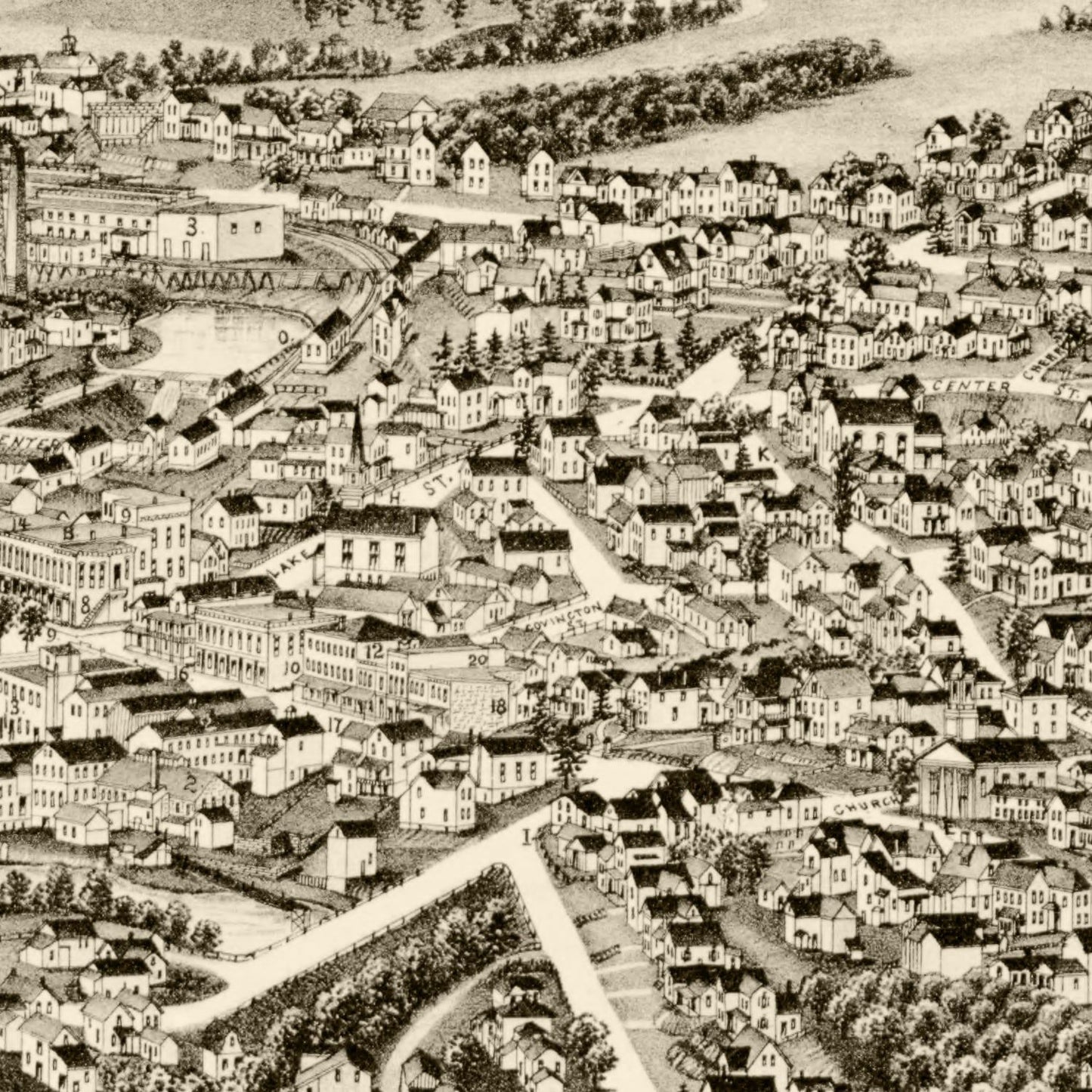 Vintage Map of Perry, New York, 1892
