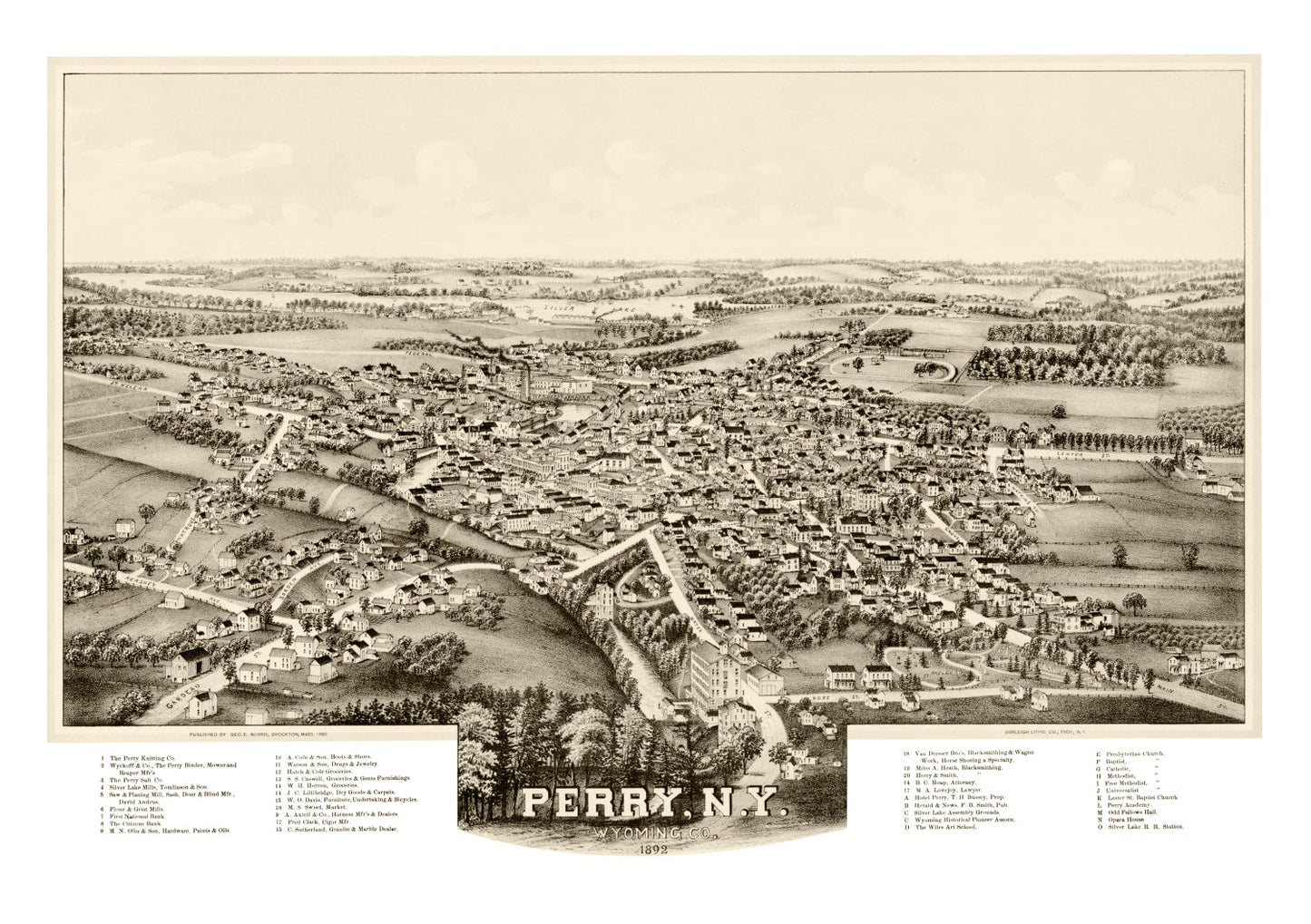 Vintage Map of Perry, New York, 1892