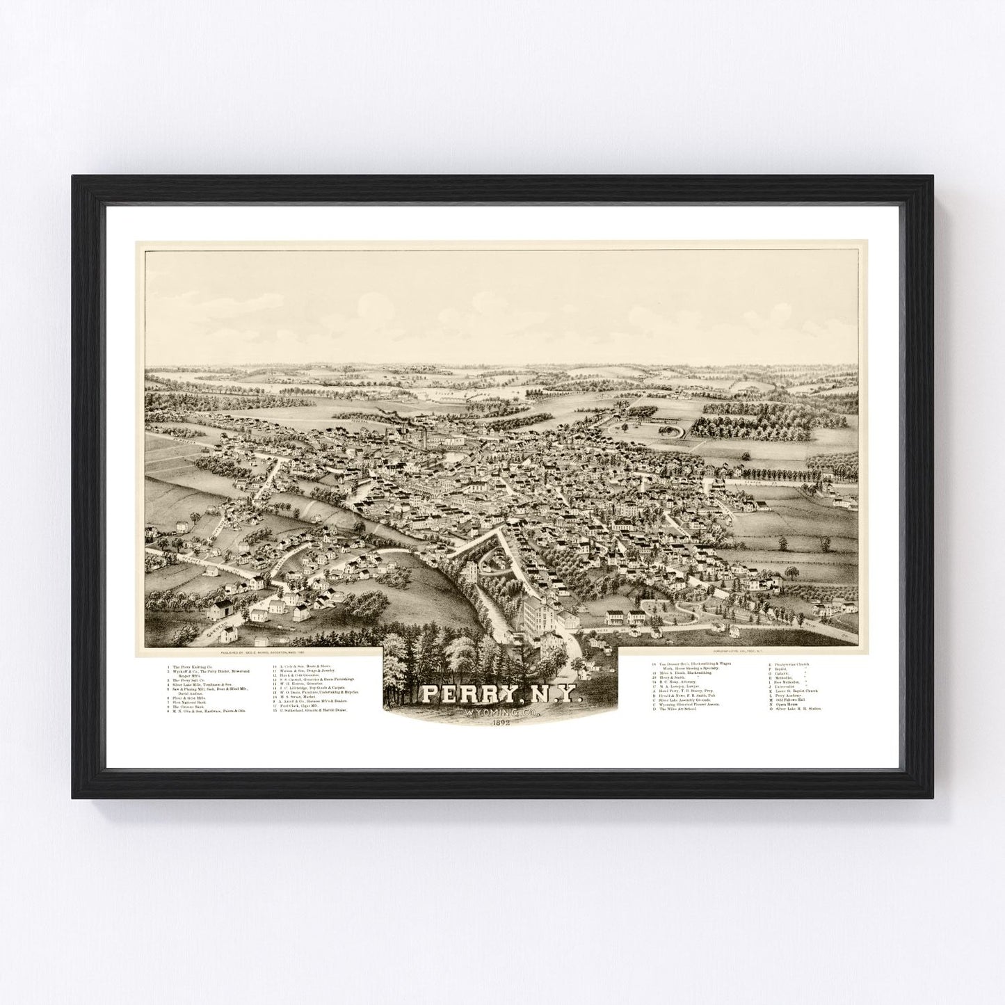 vintage map of Perry, New York, 1892