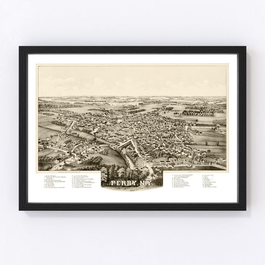 vintage map of Perry, New York, 1892